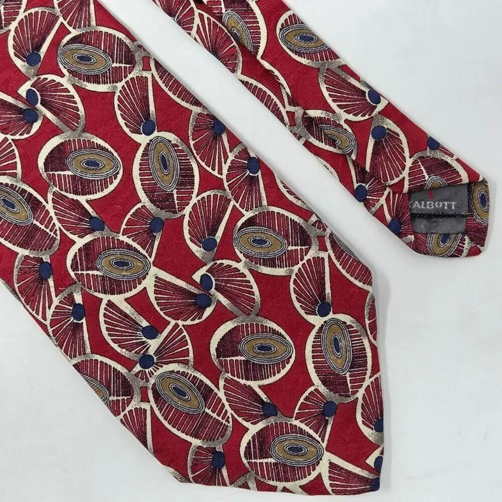 ROBERT TALBOTT BEST OF CLASS SILK TIE RED ABSTRACT SATIN JACQUARD 4